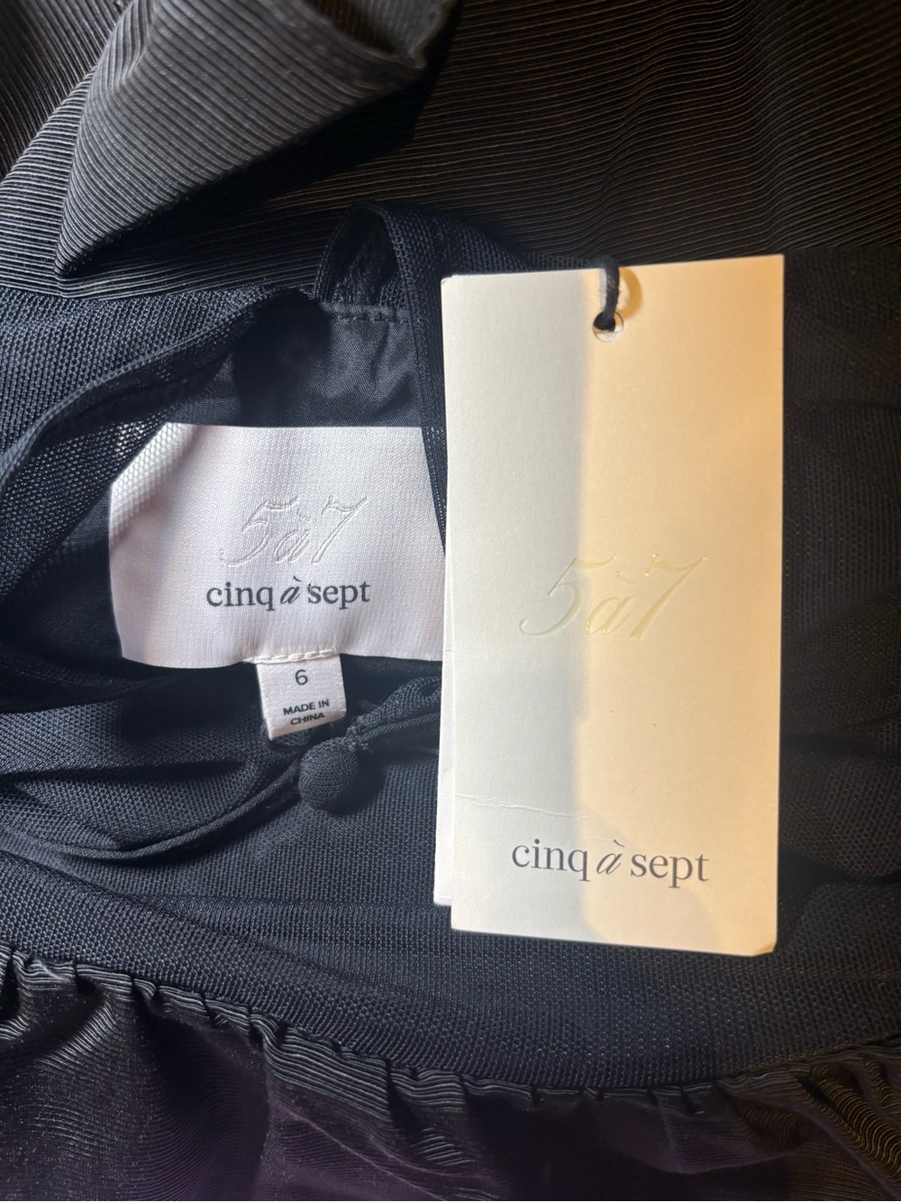 NWT CINQ A SEPT VALENTINA DRESS Black Size 6 - Picture 5 of 8